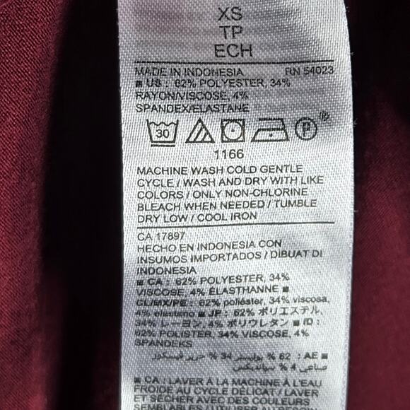 Old Navy Burgundy Red Round Neck Long Sleeve A-Line Dress Size XS - Picture 6 of 6